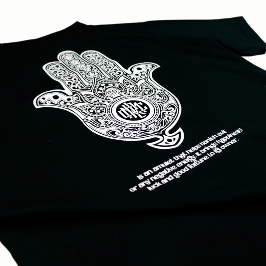 Hamsa V1 Black Tee — Maria Clara Clothing streetwear tee (view 4)