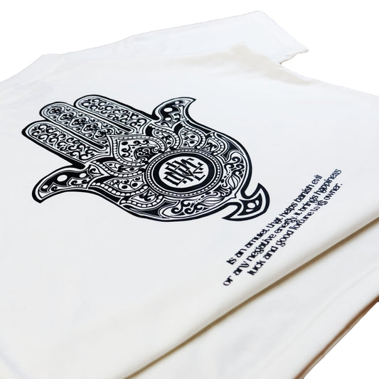 Hamsa V1 White Tee — Maria Clara Clothing streetwear tee (view 4)