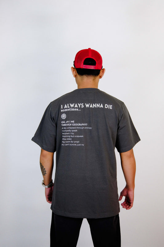 Wanna Die Gray — Maria Clara Clothing streetwear tee (view 3)