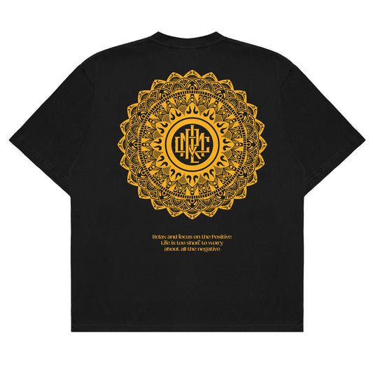 MANDALA BLACK V1 CROPPED BOX SHIRT | OVERSIZED