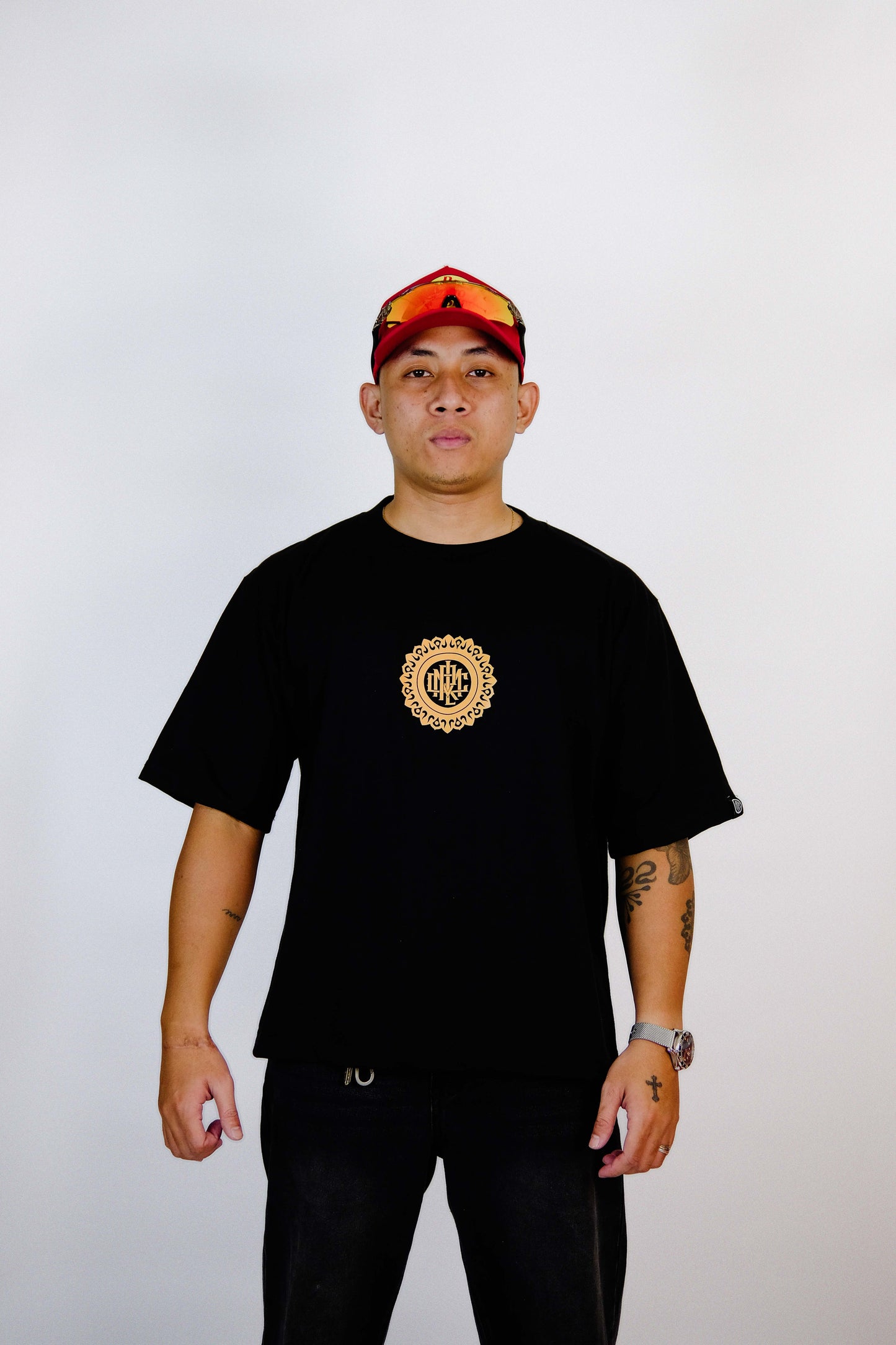 MANDALA BLACK V1 CROPPED BOX SHIRT | OVERSIZED