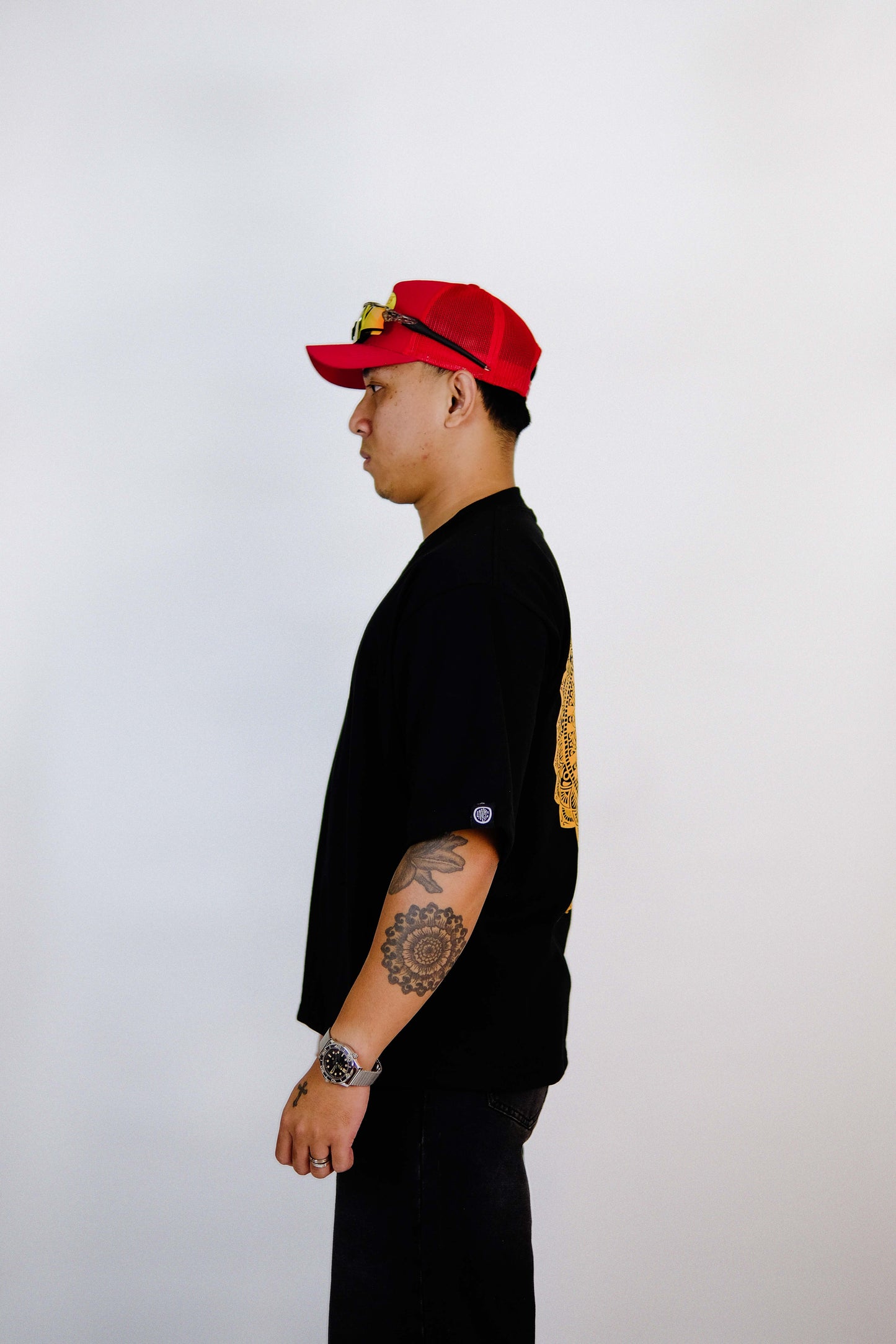 MANDALA BLACK V1 CROPPED BOX SHIRT | OVERSIZED