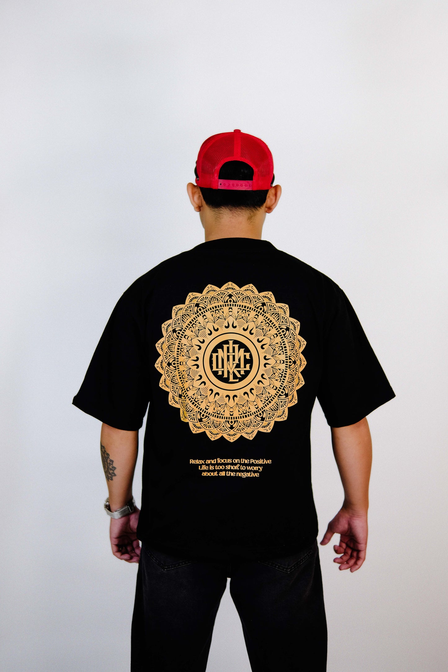 MANDALA BLACK V1 CROPPED BOX SHIRT | OVERSIZED